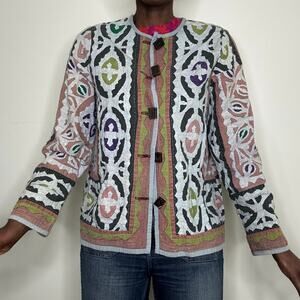 VINTAGE |Boho Appliqué Quilted Patchwork Jacket Size Medium